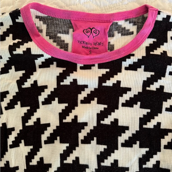 Victoria’s Secret Pajamas, Houndstooth, Thermals, Long Johns, Pink, Black, Small - Picture 5 of 6